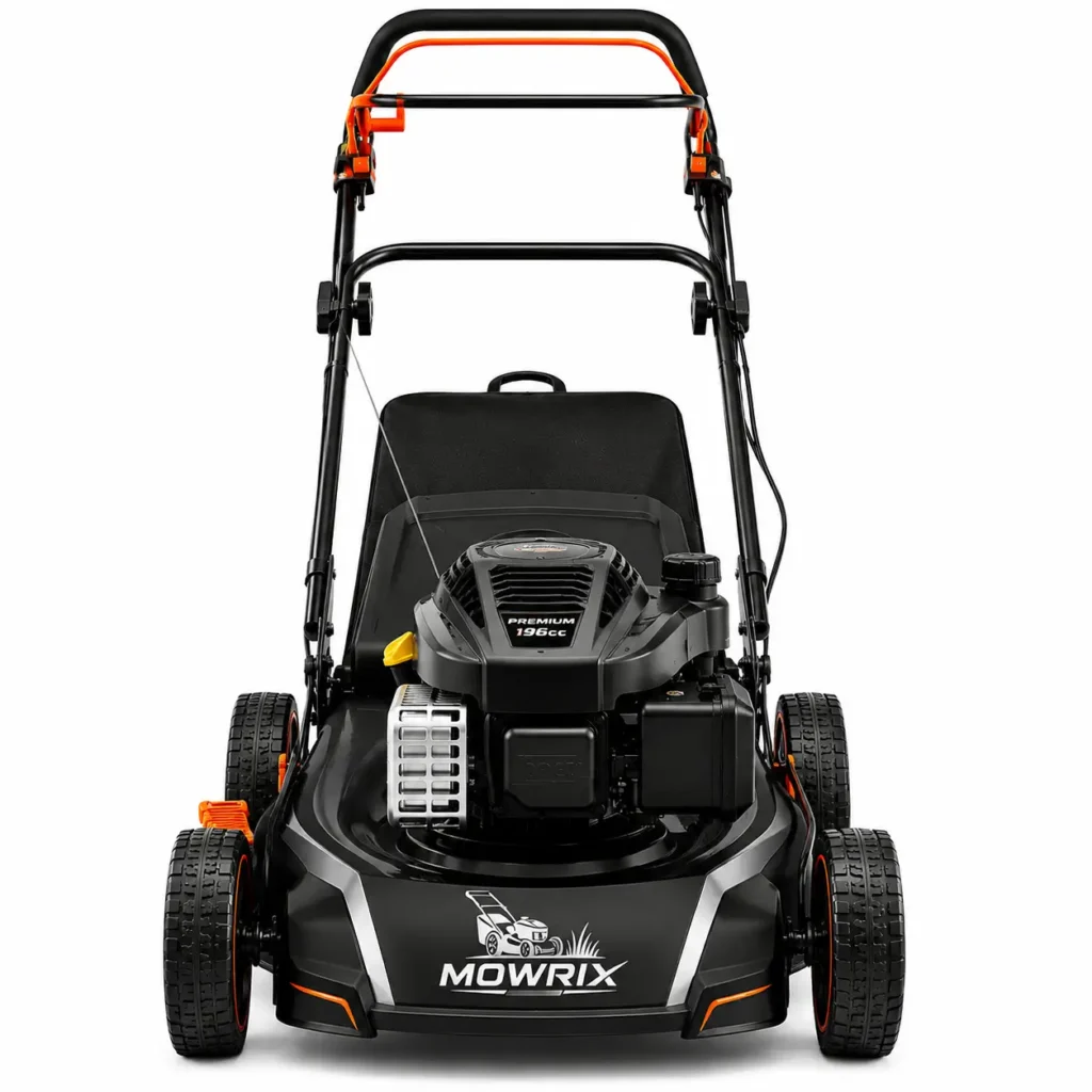 mowrix walk behind lawn mower with collection bag